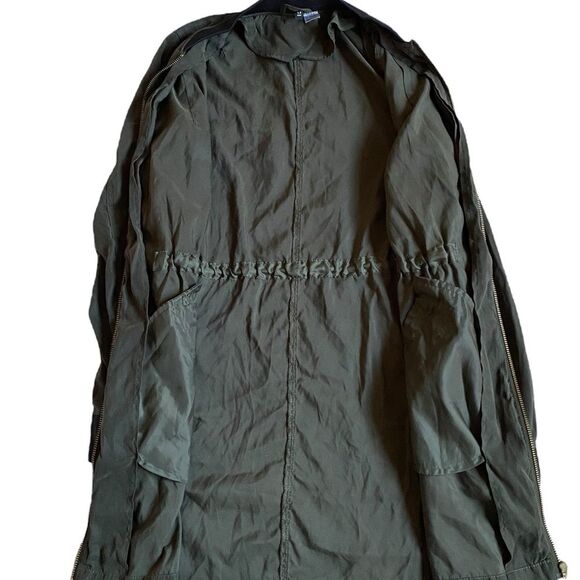 H&M Waist Tie Lightweight Bomber Jacket Women's Size 4 Army Green Military Chic - Picture 14 of 16